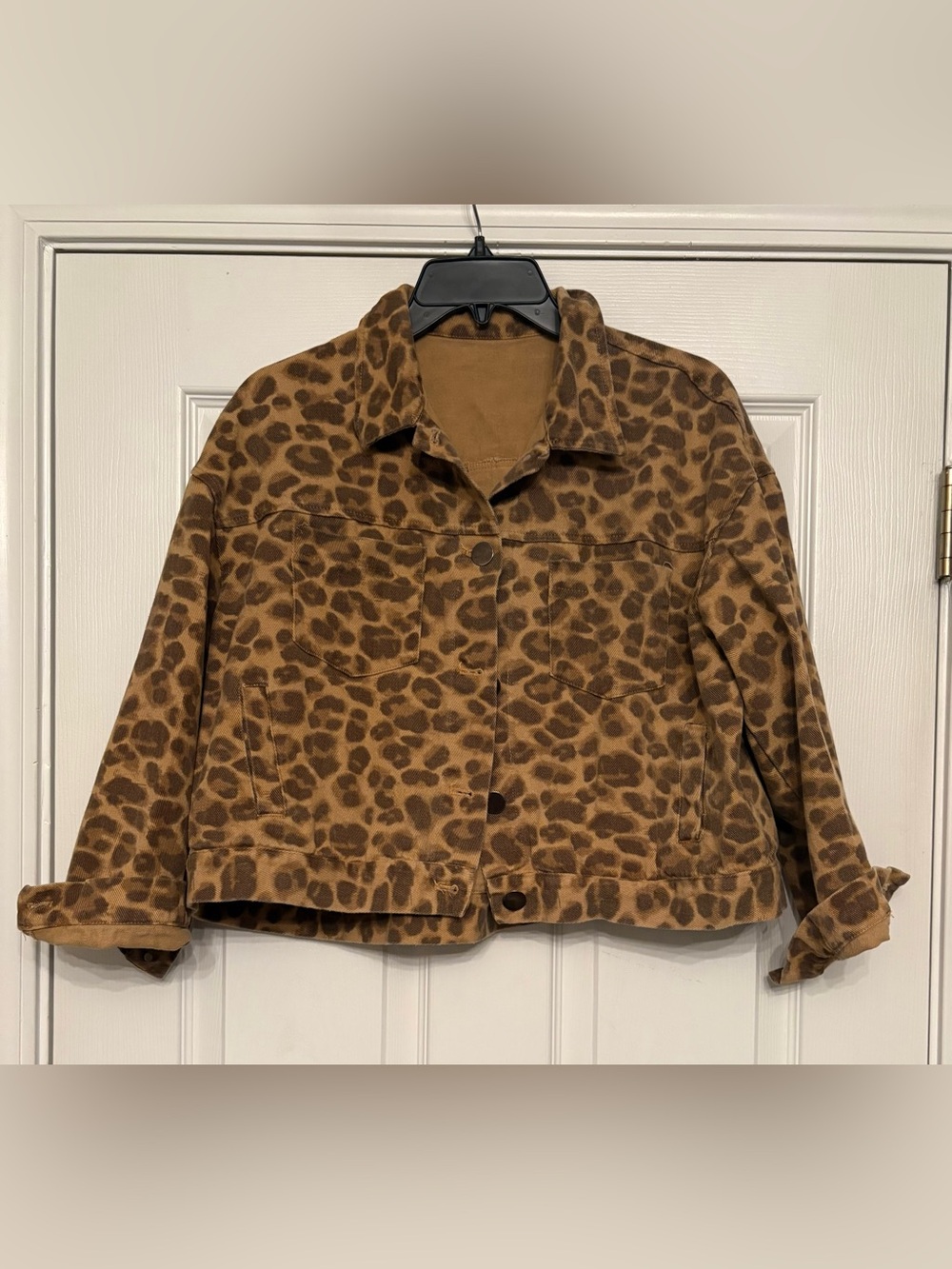 Swing Printed Denim Jacket sz S Color: Leopard